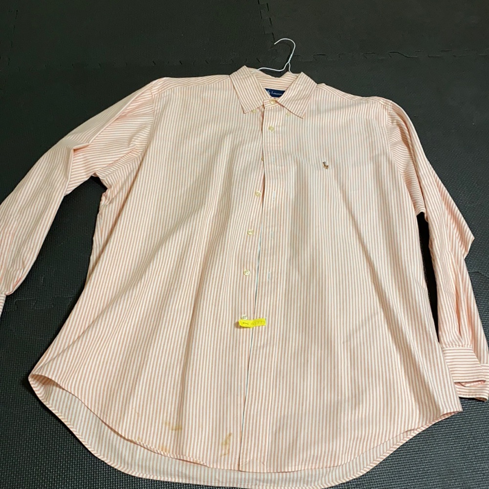 Classic orange and white Oxford polo button up